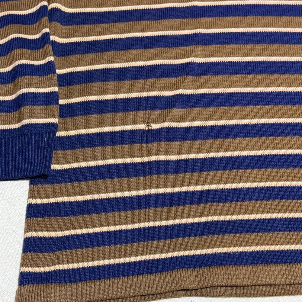 Ralph Lauren Polo black label Sweater L Striped Long Sleeve Knit Navy Brown Mens